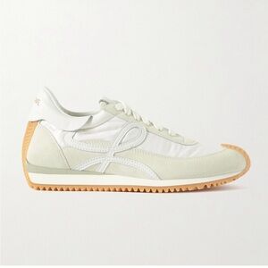 Loewe White and Cream Retro Sneakers with Gum Sole